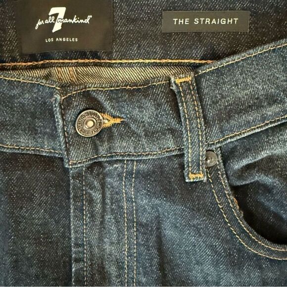 7 For All Mankind The Straight NWT Men's 32 Dark Blue Classic Jeans - Picture 4 of 9